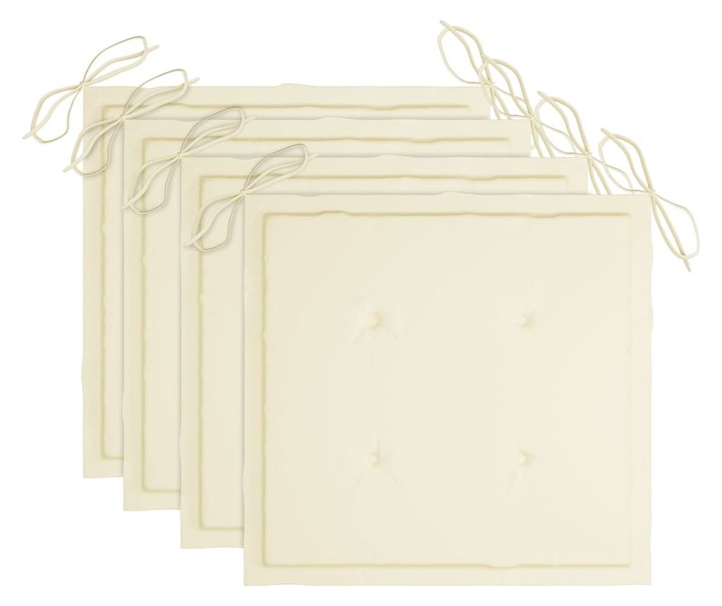 Градински възглавници за столове, 4 бр., Кремаво, 40x40x3 см - 2