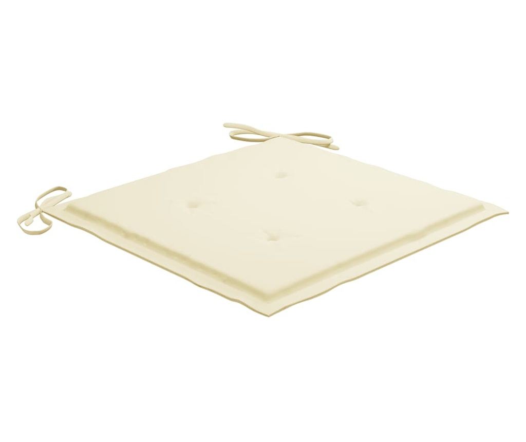 Градински възглавници за столове, 4 бр., Кремаво, 40x40x3 см - 4