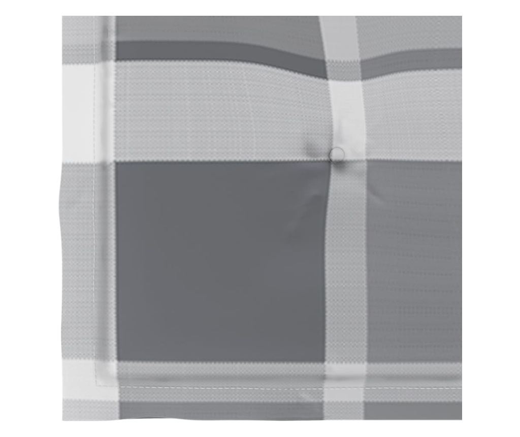 Градински столове, сиви карирани възглавници, 2 бр., масивна тикова дървесина - 10