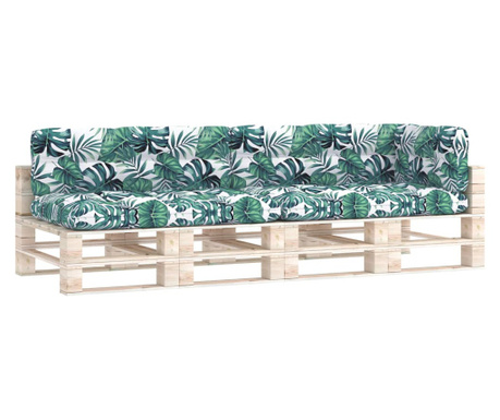 Палетни възглавници за диван, 5 бр, щампи на листа