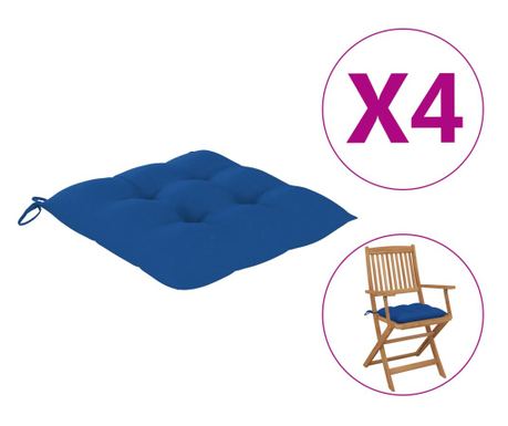 Blazine za stole 4 kosi modre 40x40x7 cm blago