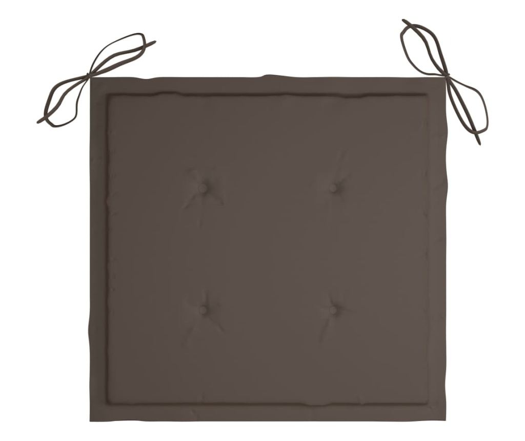 Градински столове с възглавници в цвят таупе сиво, 4 бр., масивна тикова дървесина - 9