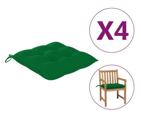 Възглавници за градински столове 4 бр зелени 50x50x7 см плат