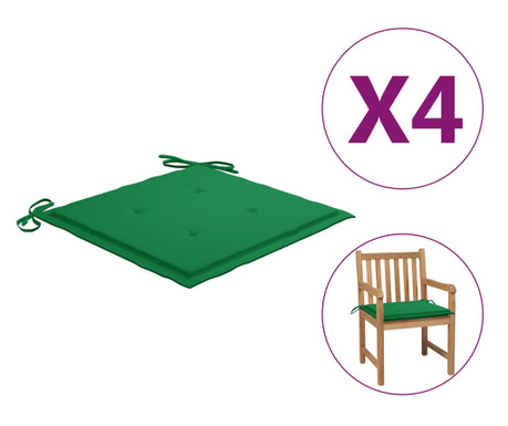 Възглавници за градински столове 4 бр зелени 50x50x4 см плат