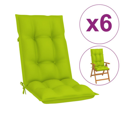 Perne pentru scaun de grădină, 6 buc., verde aprins, 120x50x7cm