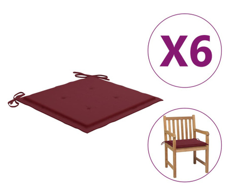 Jastuci za vrtne stolice 6 kom boja vina 50x50x3 cm od tkanine