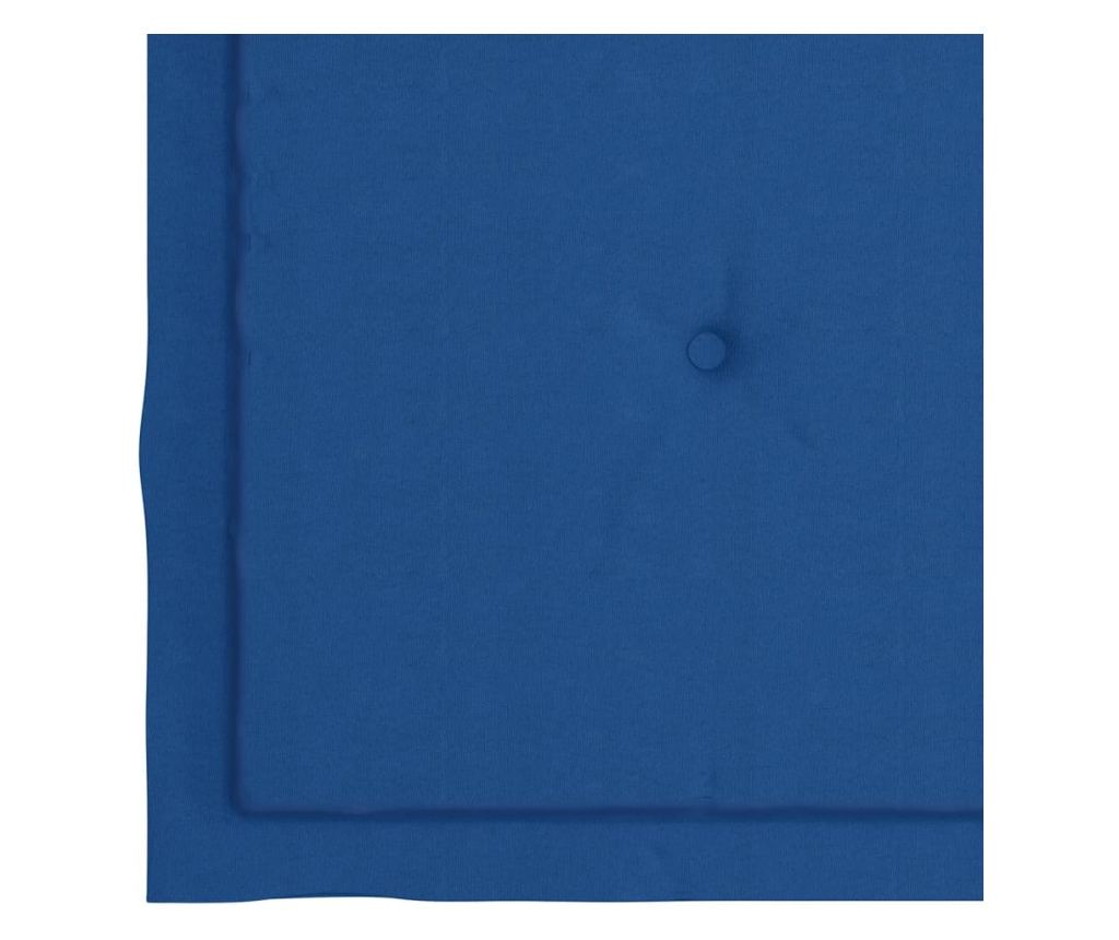 Градински столове с кралско сини възглавници, 4 бр., Масивно дърво тиково дърво - 10