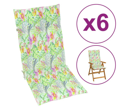 Възглавници за градински столове 6 бр на листа 120x50x4 см