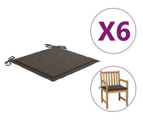 Възглавници за градински столове 6 бр таупе 50x50x4 см плат