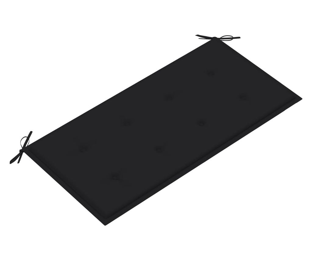 Градинска възглавница за пейка, черна, 100x50x3 см - 2