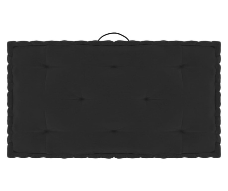 Палетна възглавница за под, черна, 73x40x7 см, памук