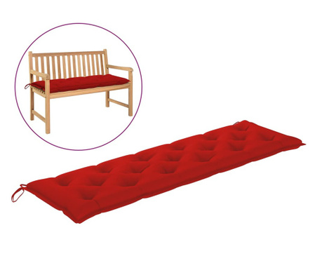 Възглавница за градинска пейка, червена, 180x50x7 см, плат
