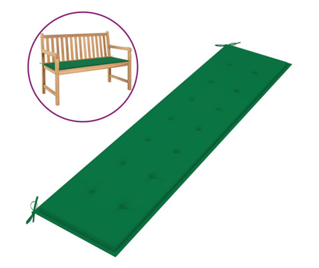 Възглавница за градинска пейка, зелена, 200x50x4 см