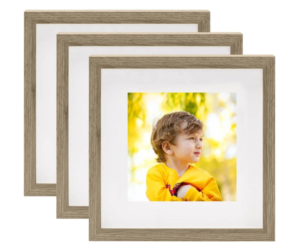 3D Okvir za slike, 3 kom., Tamno drvo 28x28cm za fotografiju 20x20 cm ...