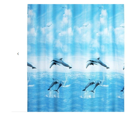 Perdea dus 180 x 180 cm albastru cu delfini