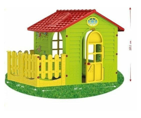 Casuta de joaca de exterior pentru copii MochToys Garden House mica cu gard 10839