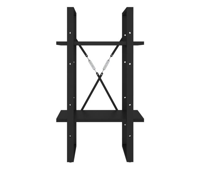 kétszintes fekete forgácslap könyvszekrény 40 x 30 x 70 cm