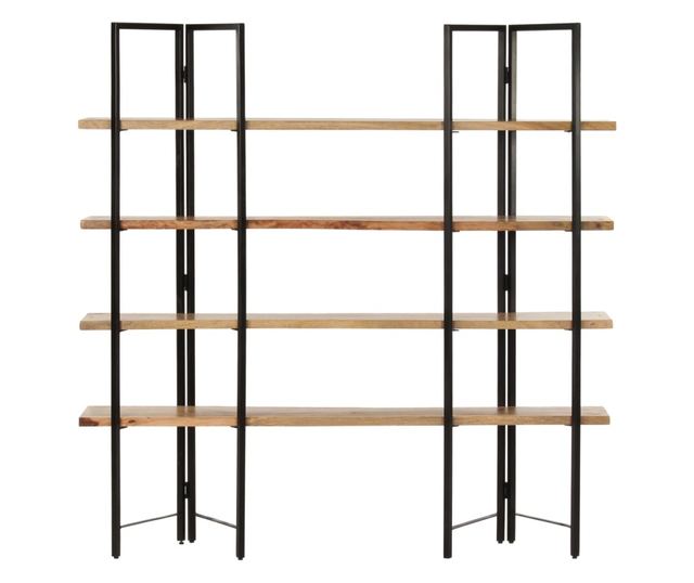 4 szintes tömör mangófa könyvespolc 160 x 35 x 160 cm