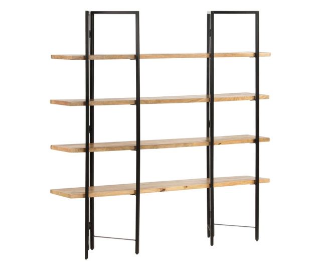 4 szintes tömör mangófa könyvespolc 160 x 35 x 160 cm