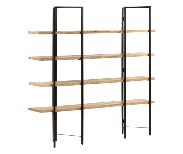 4 szintes tömör mangófa könyvespolc 160 x 35 x 160 cm