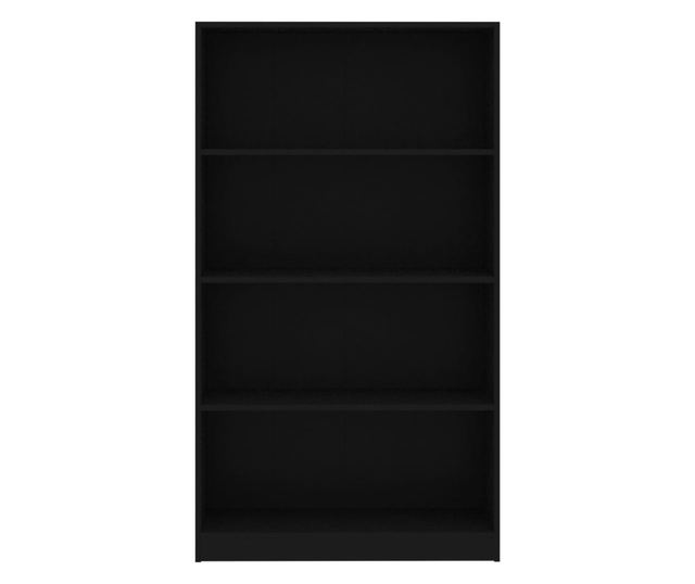 4-szintes fekete forgácslap könyvszekrény 80 x 24 x 142 cm