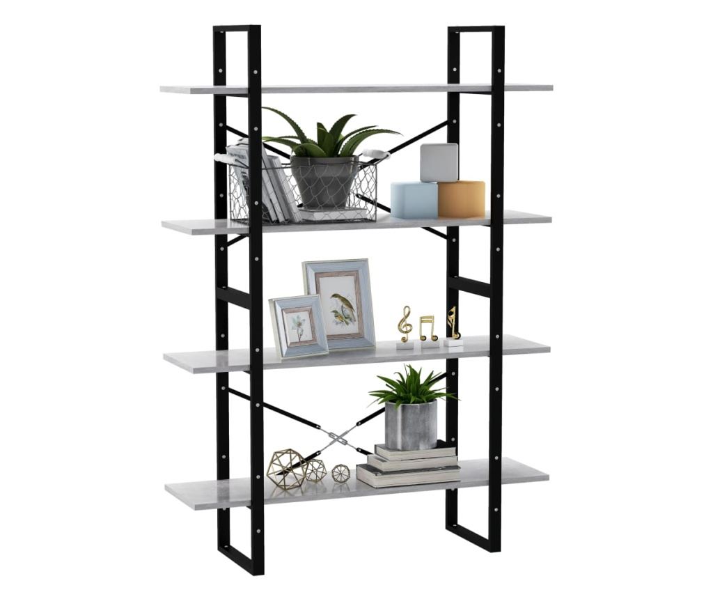 négyszintes betonszürke forgácslap könyvszekrény 100x30x140 cm - 6