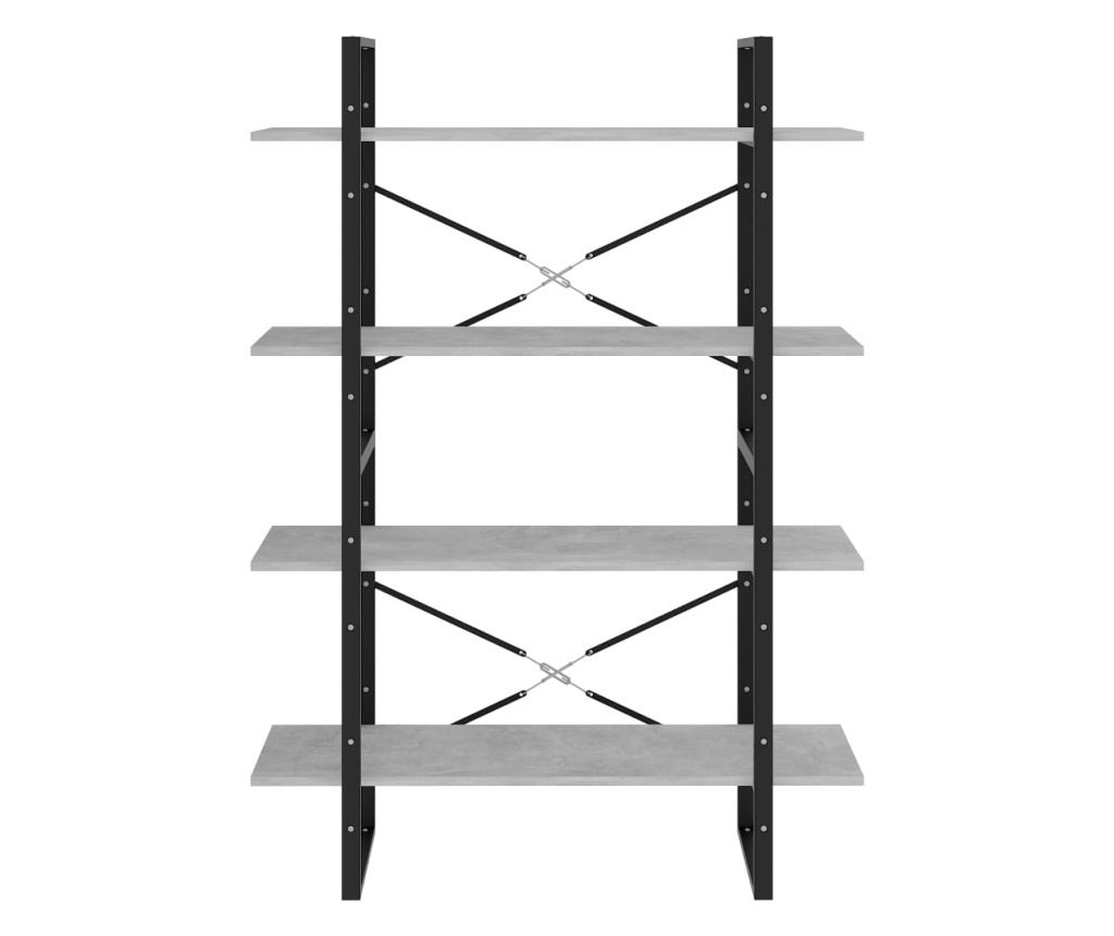 négyszintes betonszürke forgácslap könyvszekrény 100x30x140 cm - 7