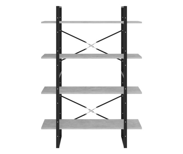 négyszintes betonszürke forgácslap könyvszekrény 100x30x140 cm