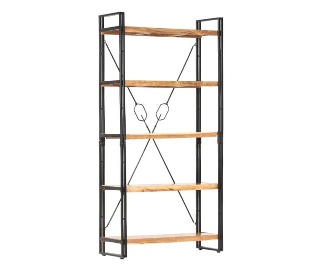 5-szintes tömör akácfa könyvespolc 90 x 30 x 180 cm