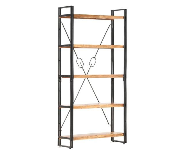 5-szintes tömör akácfa könyvespolc 90 x 30 x 180 cm