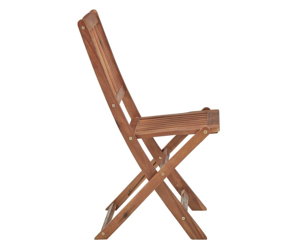 Сгъваеми градински столове с възглавнички, 4 бр., масивно акациево дърво - 6