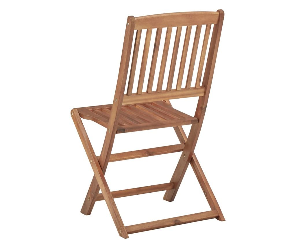 Сгъваеми градински столове с възглавнички, 4 бр., масивно акациево дърво - 7