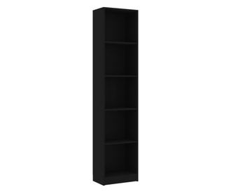 5-szintes fekete forgácslap könyvszekrény 40 x 24 x 175 cm