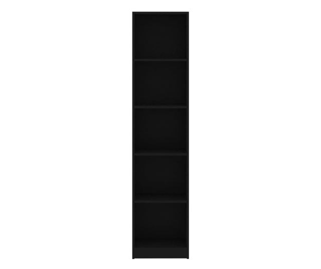 5-szintes fekete forgácslap könyvszekrény 40 x 24 x 175 cm