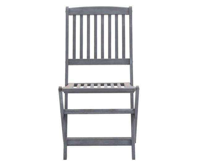 Външни сгъваеми столове с възглавници, 2 бр., Масивна акациева дървесина