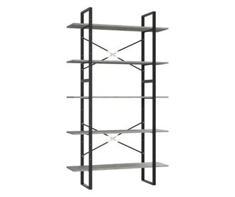 5 szintes betonszürke forgácslap könyvszekrény 100x30x175 cm