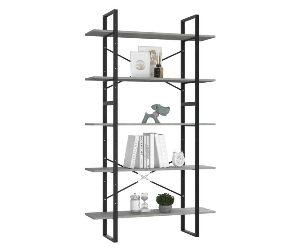 5 szintes betonszürke forgácslap könyvszekrény 100x30x175 cm - 3