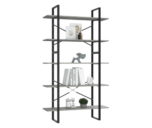 5 szintes betonszürke forgácslap könyvszekrény 100x30x175 cm