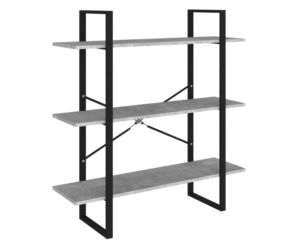 5 szintes betonszürke forgácslap könyvszekrény 100x30x175 cm - 5