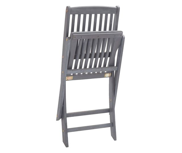 Външни сгъваеми столове с възглавници, 2 бр., Масивна акациева дървесина