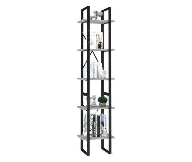 ötszintes betonszürke forgácslap könyvszekrény 40 x 30 x 175 cm