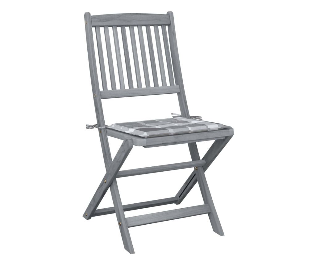 Πτυσσόμενες Καρέκλες Εξωτερικού Χώρου με Μαξιλάρια, 2 τεμ., Μασίφ Ξύλο Ακακίας - 2