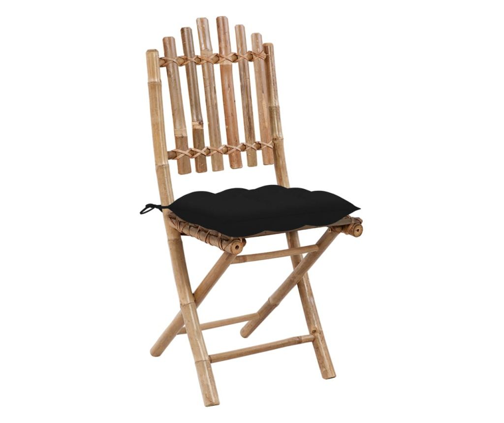 Градински сгъваеми столове, 2 бр., с възглавници, бамбук - 3