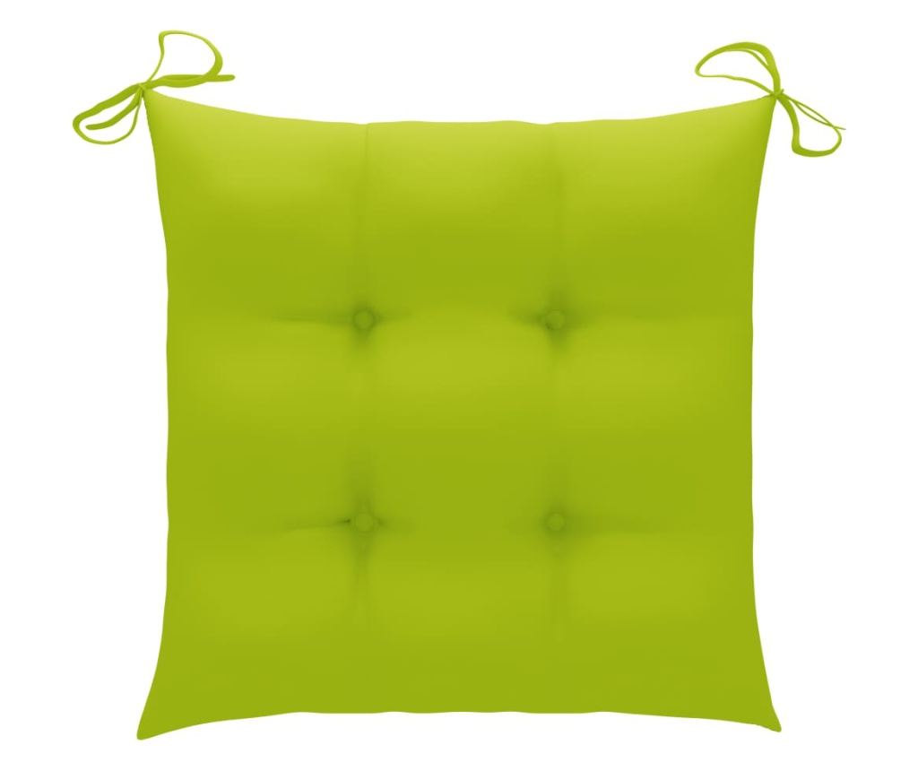 Градински столове с яркозелени възглавници, 2 бр., Масивно тиково дърво - 9