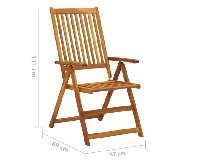 Сгъваеми градински столове с възглавници, 2 бр., Масивна акациева дървесина