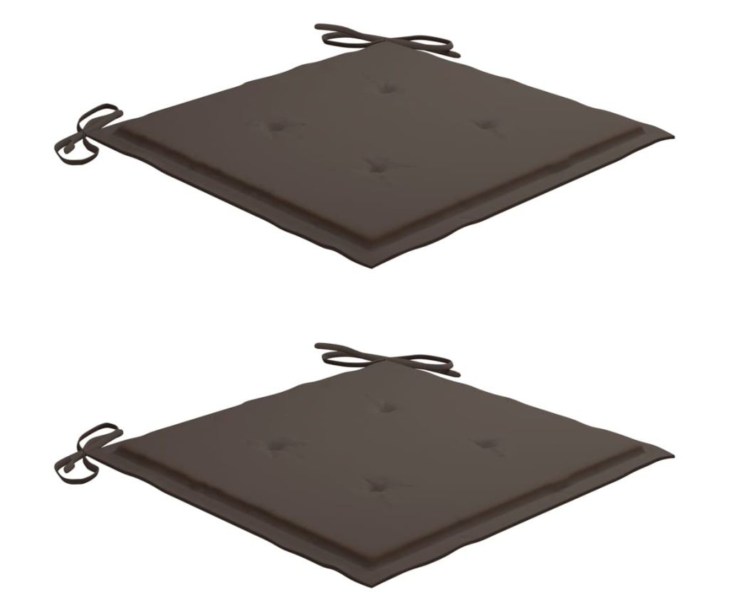 Градински столове с възглавници в цвят таупе сиво, 2 бр., Масивно дърво тиково дърво - 5