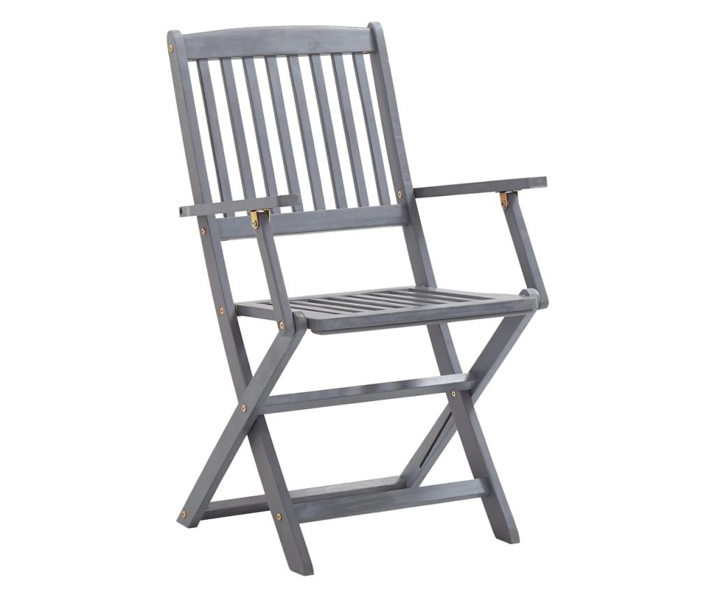 Външни сгъваеми столове с възглавници, 4 бр., Масивна акациева дървесина - 9