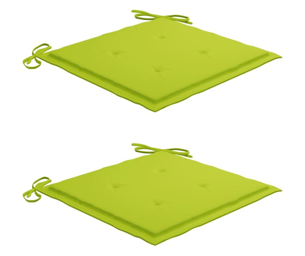 Градински столове с светлозелени възглавници 2 бр. масивно тиково дърво - 5