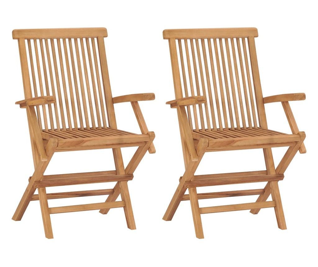 Πολυθρόνες Κήπου με Μαξιλάρια, 2 τεμ., Μαύρο, Μασίφ Ξύλο Τικ - 3