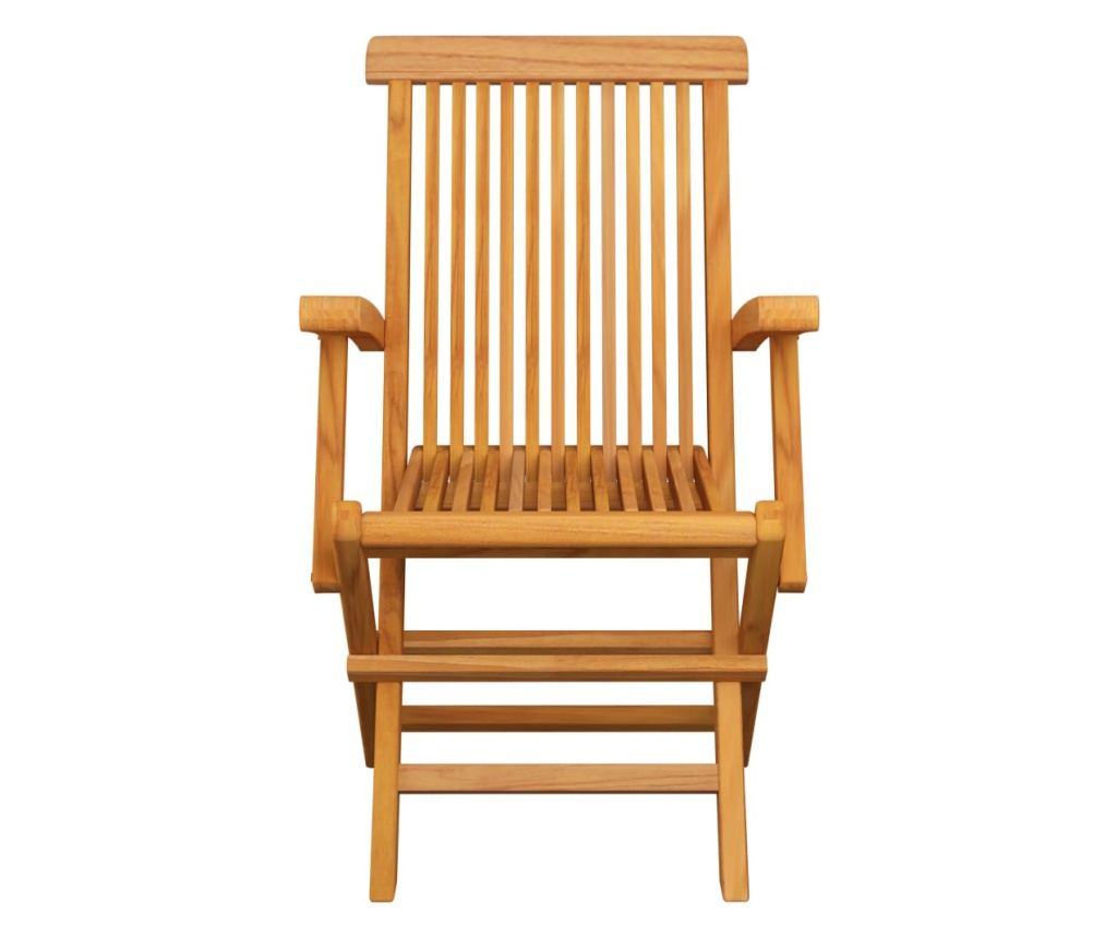 Градински столове с възглавници, 3 бр., Черен, Масивно дърво тиково дърво - 10